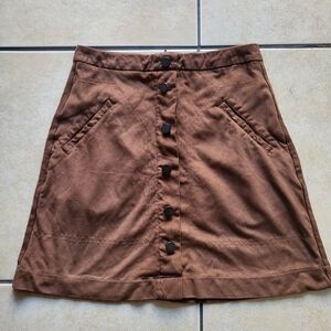 Jolt Chocolate Brown A-Line Skirt with Buttons